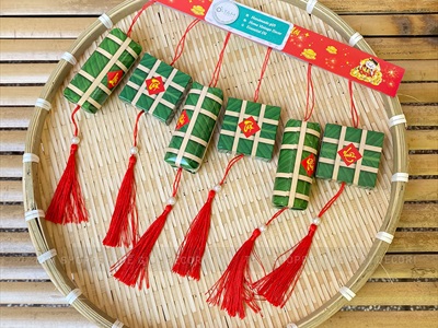 Set 06 mô hình bánh chưng bánh tét mini [Bằng giấy - Cute] Cao 5-8cm CHUNGTET-05